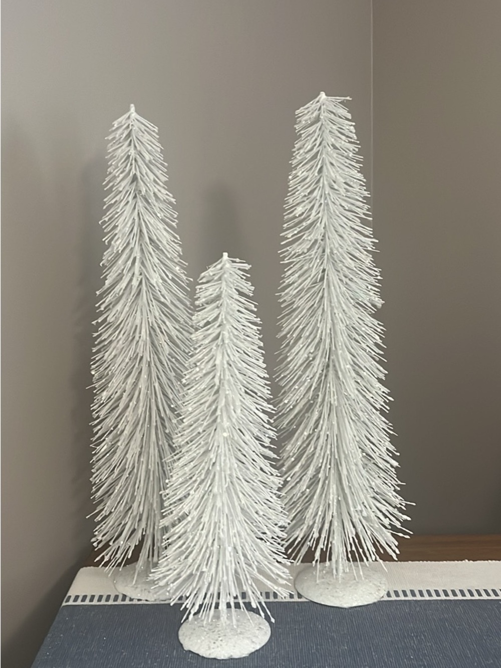 White Glitter Bottle Brush Trees